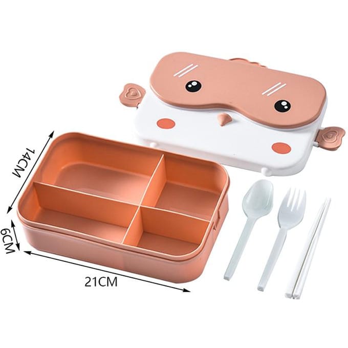 Studenten School Bento Lunchbox Cartoon Draagbare Plastic Voedselcontainer Kantoor Lunchbox roze