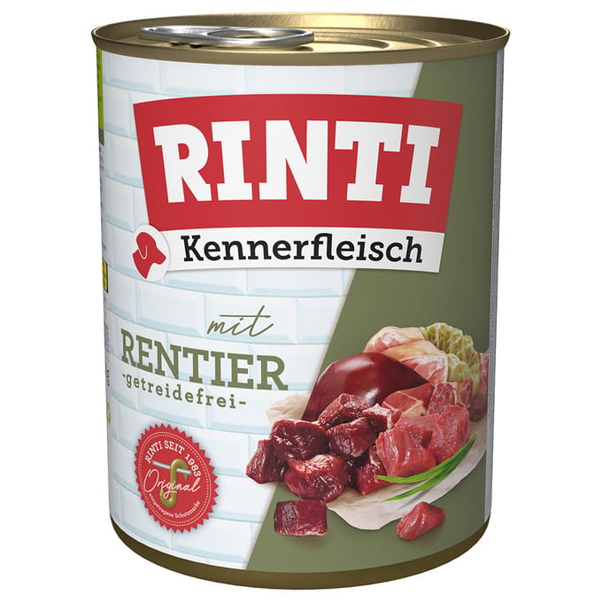 6x800g "Kennerfleisch" Rendier RINTI Hondenvoer