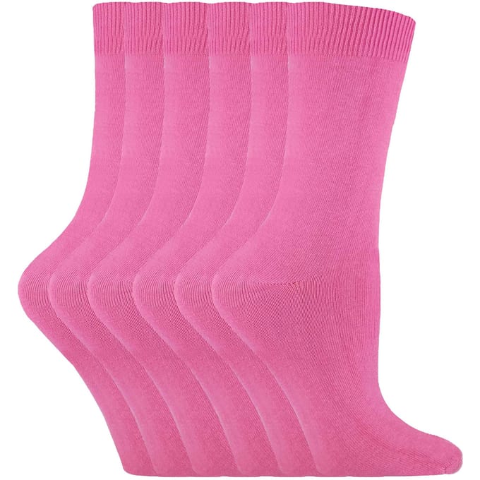 Set van 6 effen, casual katoenen damessokken - PL30 Rose