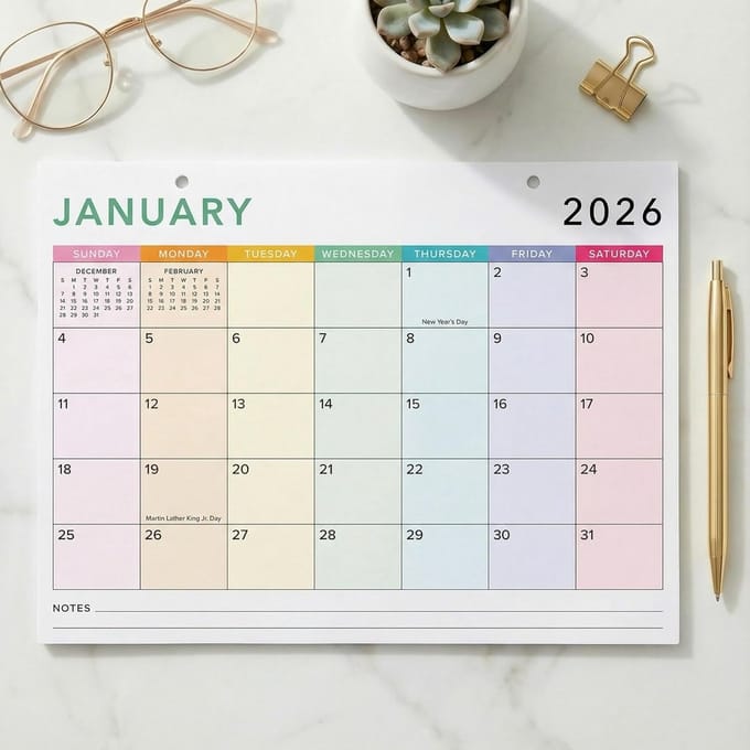 Grote Bureaukalender 2026 - Juli 2027 | Bureaublad & Wandkalender met Ruimte voor Notities