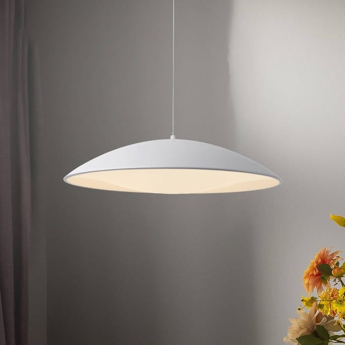 Schöner Wohnen LED hanglamp LENTE, wit, Ø 50 cm, metaal, Switchdim