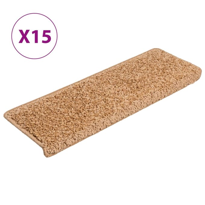 vidaXL - Trapmatten - 15 - st - 65x21x4 - cm - beige - rechthoekige - rand