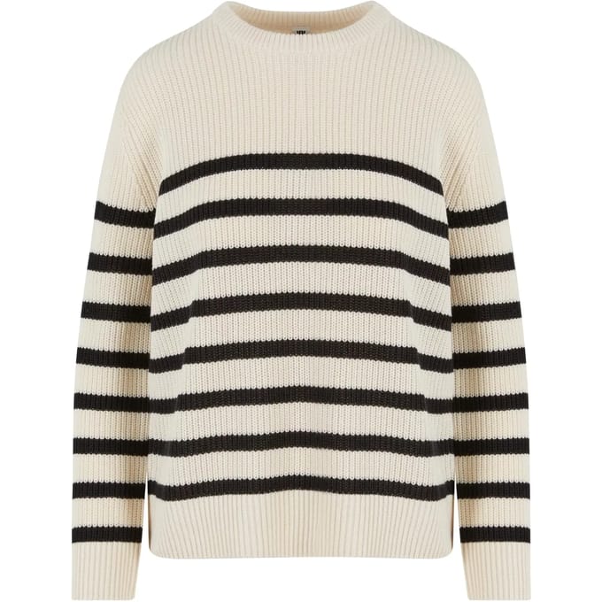 Urban Classics Ladies Rib Striped Sweater Gebreide trui gebroken wit M