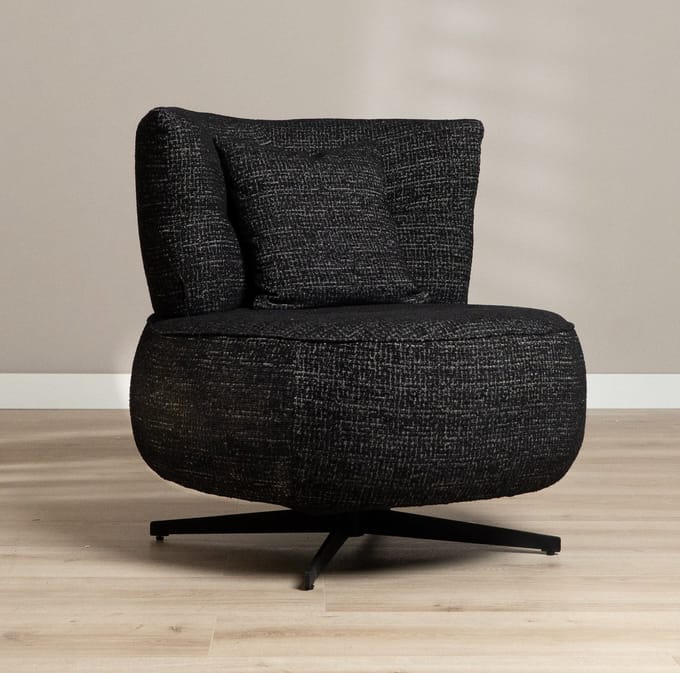 Bronx71® Fauteuil Fallon draaibaar gemêleerde stof zwart