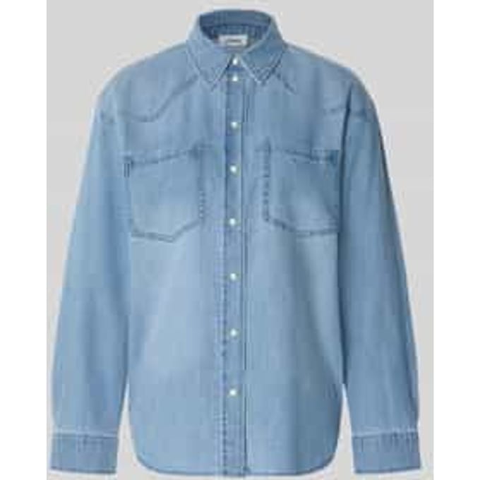 loose fit jeansblouse van puur katoen
