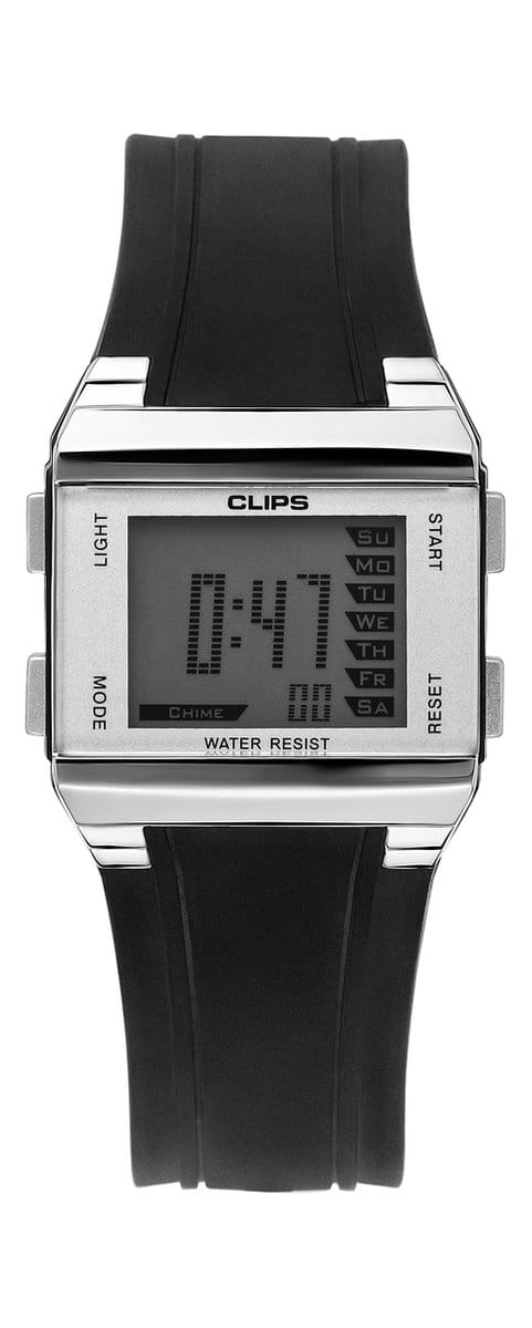 Clips 539-6003-84 Horloge - Rubber - Zwart - Ø 37.5 mm