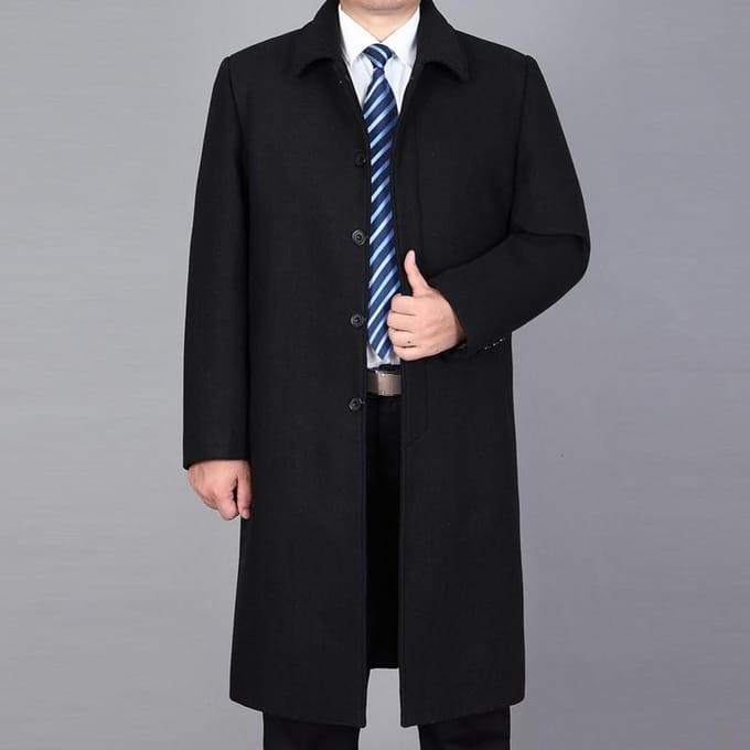 Heren wollen jas Herfst heren wolmix overjas Winterwollen lange jas 3XL