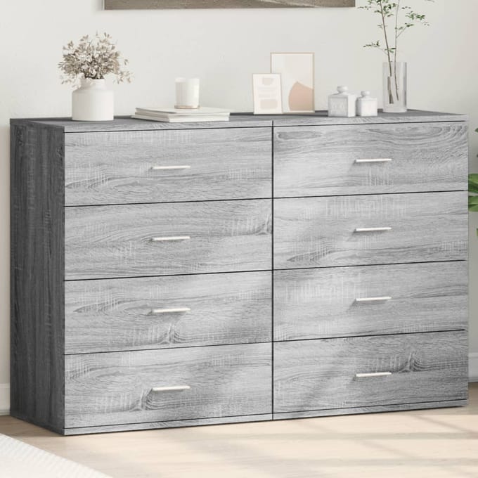 vidaXL - Dressoirs - 2 - st - 60x39x80 - cm - bewerkt - hout - grijs - sonoma
