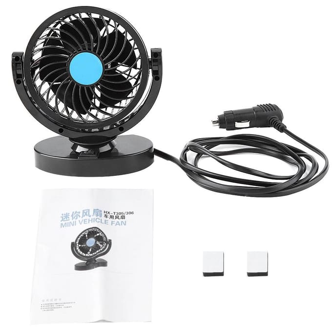 12V Draagbare Auto Koel Luchtventilator Stille Koeler black