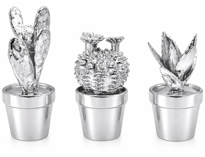 Lavandoux - Cactus Ornamenten Set - Zilver Kleurig - Set van 3