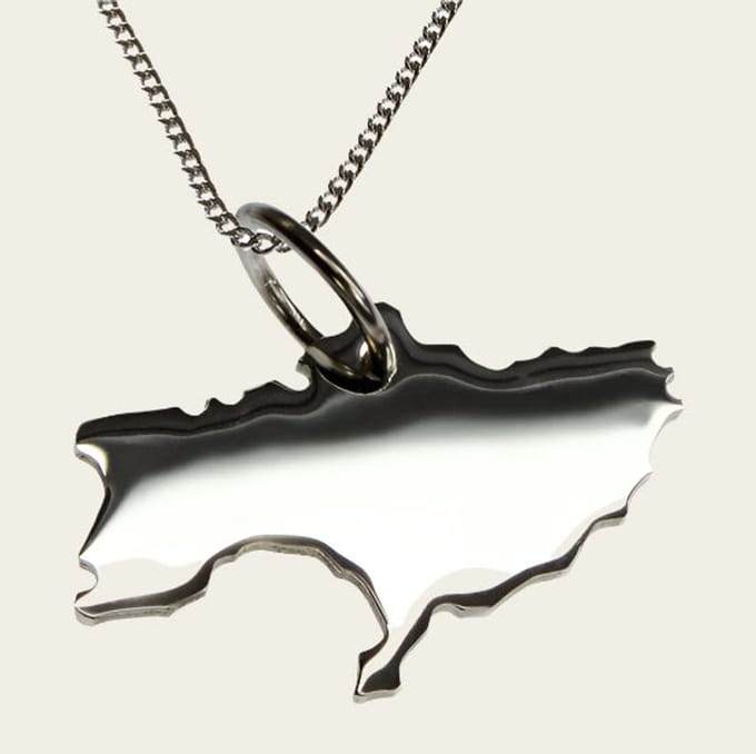 Zilveren Landkaart Oekraïne ketting hanger