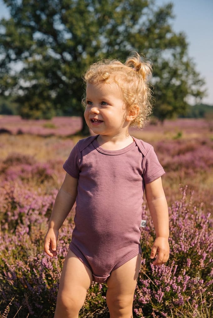 Wollen Romper korte mouwen – Merinowol - Grape Shake 92