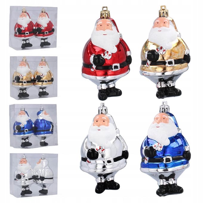 Kerstballen Set 2x Kerstman 11cm - Onbreekbaar & Decoratief