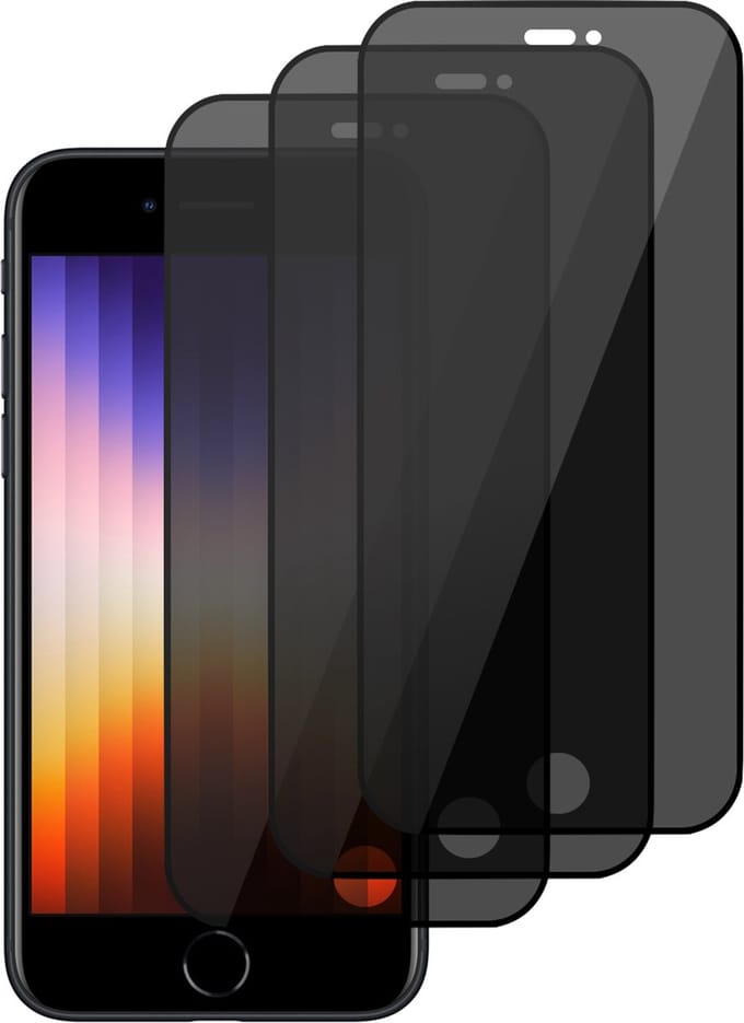 Privé Screenprotector geschikt voor iPhone SE 2022 / SE 2020 – Privacy Screen Protector Tempered Glass - 3 Stuks