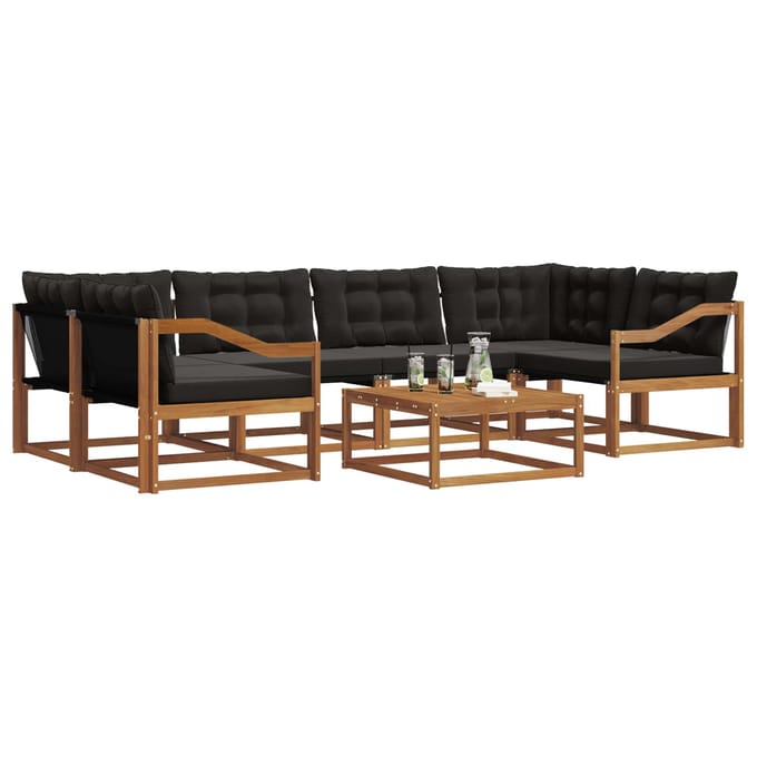 vidaXL - Buiten - bank - set - 7 - st - Naturel - en - Zwart