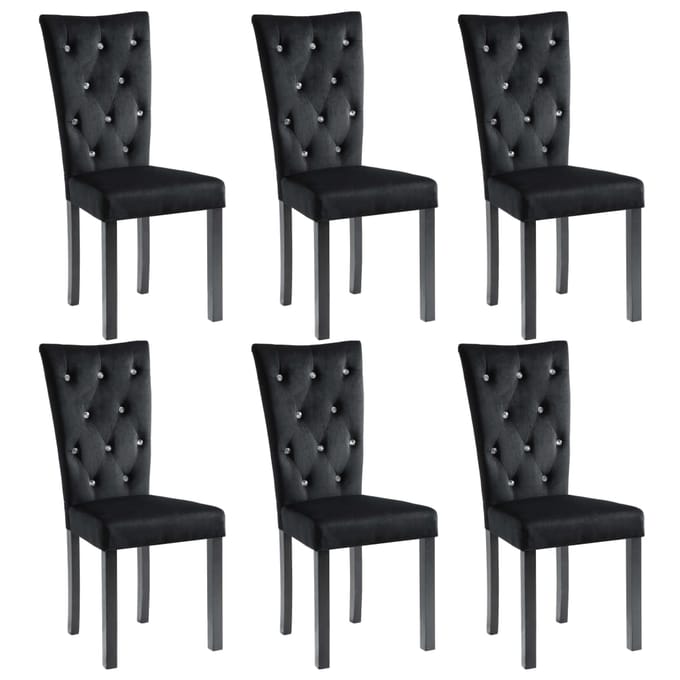 vidaXL - Eetkamerstoelen - 6 - st - fluweel - zwart