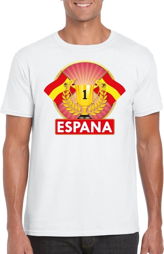 Wit Spaans kampioen t-shirt heren - Spanje supporters shirt S