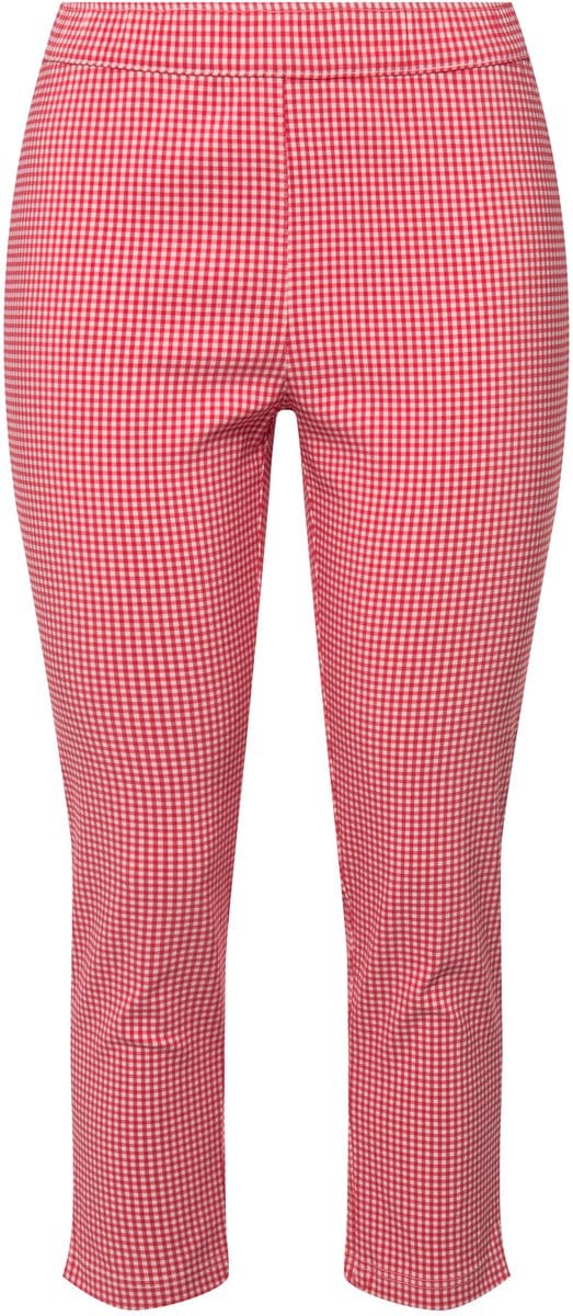 Ulla Popken - Dames - 7/8-bengalin broek Sienna vichyruit zeer elastisch - Roze - Maat 50