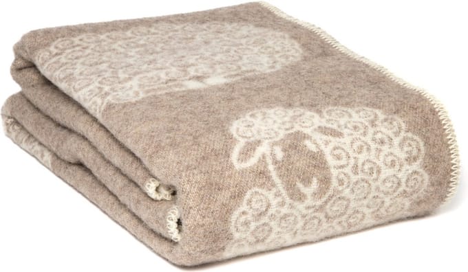 WOOOL Wollen Deken - SHEEP Baa (Beige) - 130x200cm - Omkeerbaar