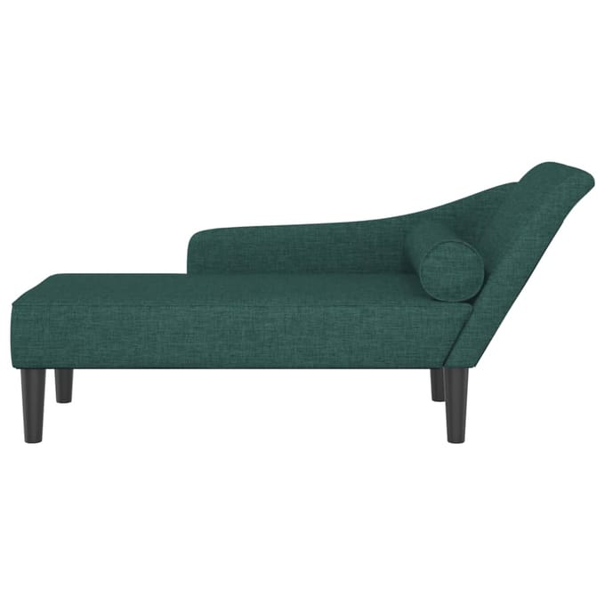 vidaXL - Chaise - longue - met - kussens - stof - donkergroen