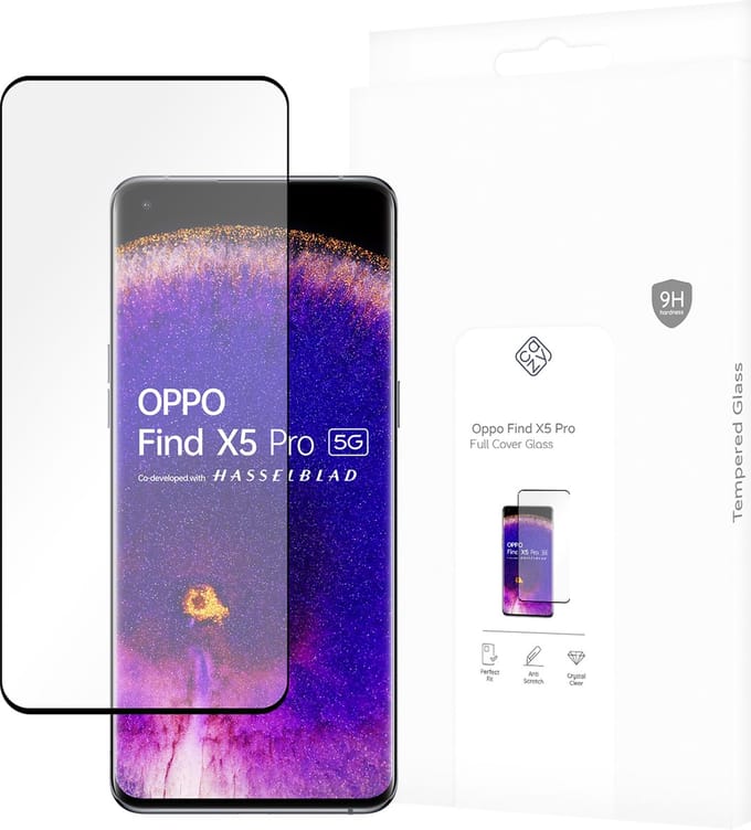 Cazy screenprotector geschikt voor OPPO Find X5 Pro - Screenprotector Full Cover Gehard Glas