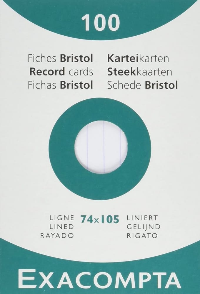 Set van 100 Gelijnde Indexkaarten A7 in Kartonnen Doos - Ideaal voor School en Studie