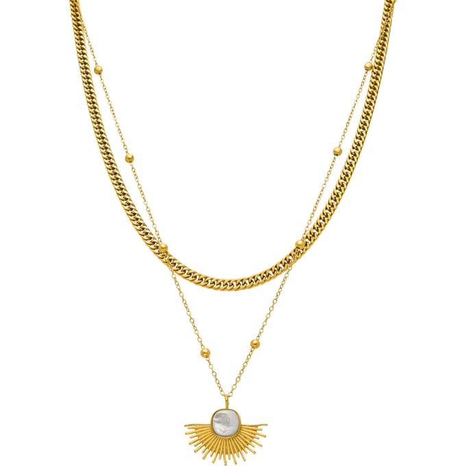 Luxenter collier met wit parelmoer 18K gouden afwerking - Sycu