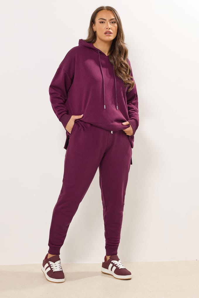 Yours Burgundy Red Tie Cuffed Joggers Size 48