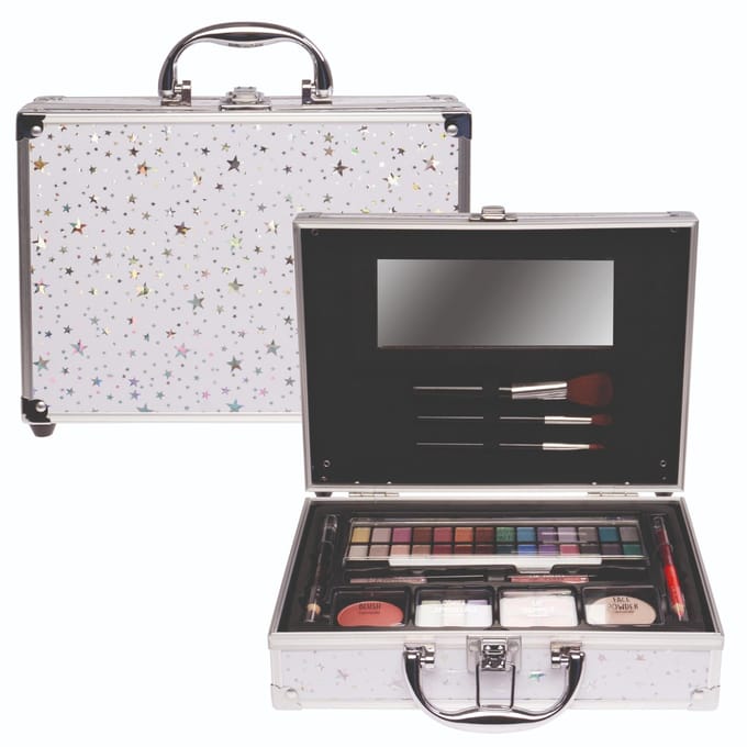 Casuelle Cosmeticakoffer Zilveren Strerren Medium
