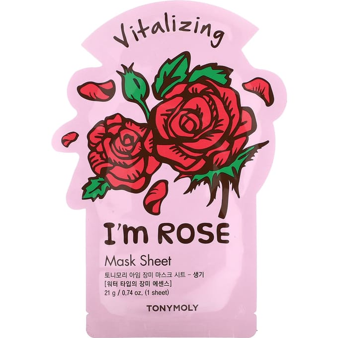 TonyMoly, I'm Rose, Vitalizing Beauty Mask Sheet, 1 sheet mask, 21g (0.74oz) white