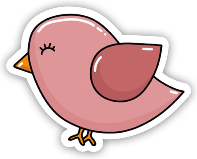 Vogel sticker roze gestanst - geboorte sticker baby meisje - cadeausticker - sluitsticker envelop - 16 stuks