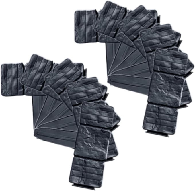 Kunststeen Tuinborder - Decoratieve Steenlook - Tuin Afscheiding - Graafvrije Flexibele Rand - 10 Stuks - Zwart