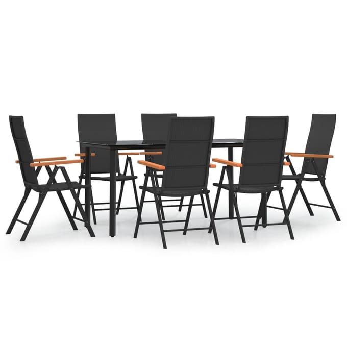 vidaXL - 7-delige - Tuinset - poly - rattan - zwart - en - bruin
