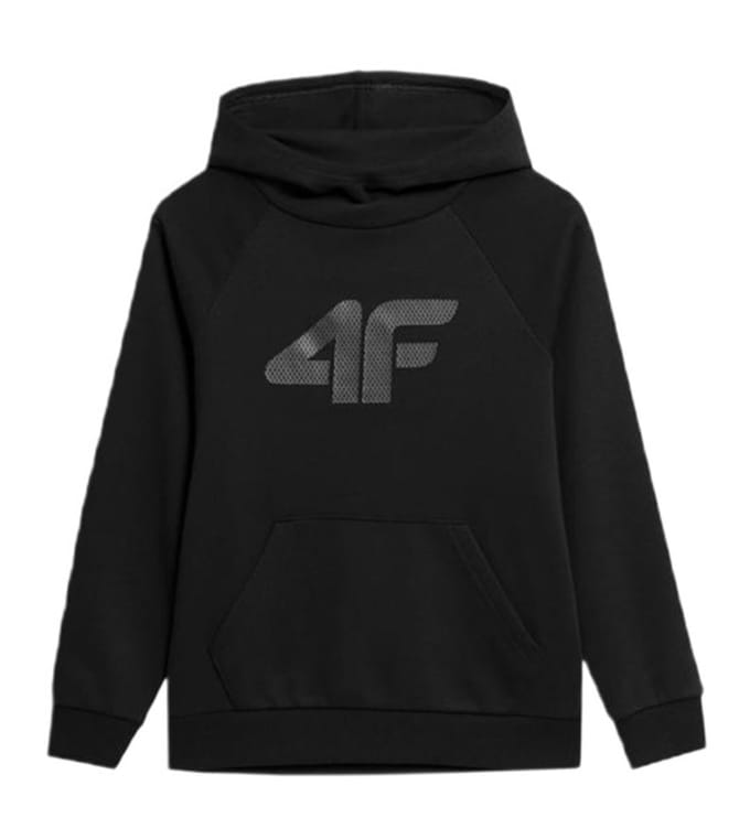 4F Jongens Kangaroo Sweater Zwart 128 - Comfortabel, Warm & Duurzaam
