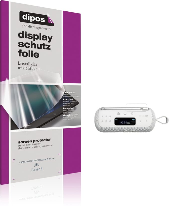 dipos – 2x Beschermfolie geschikt voor JBL Tuner 3 | Krasbestendige & heldere Screenprotector Ultra-Thin