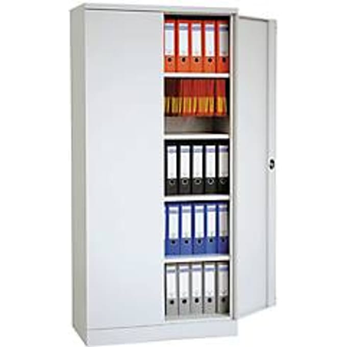 Stalen kast, H 1950 x B 1200 x D 500 mm, lichtgrijs 7035