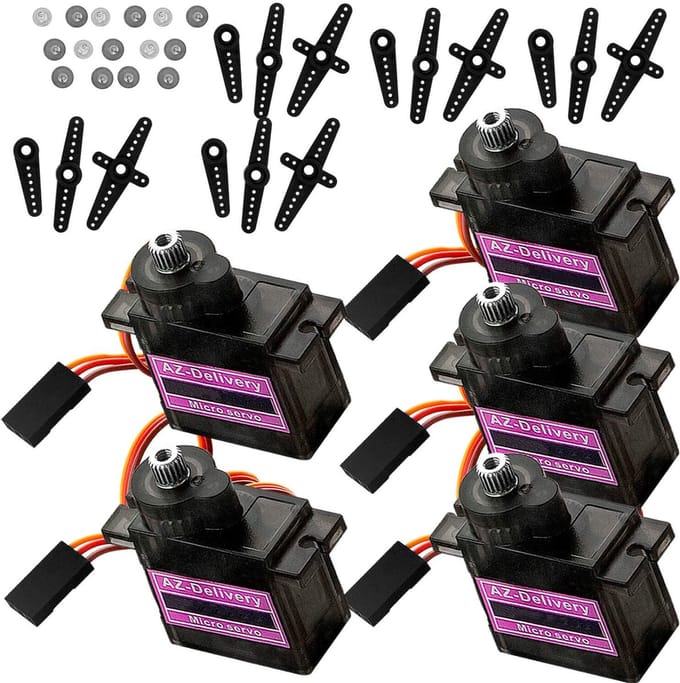 5 x Micro Servo Motor MG90S voor Arduino - Inclusief E-Book