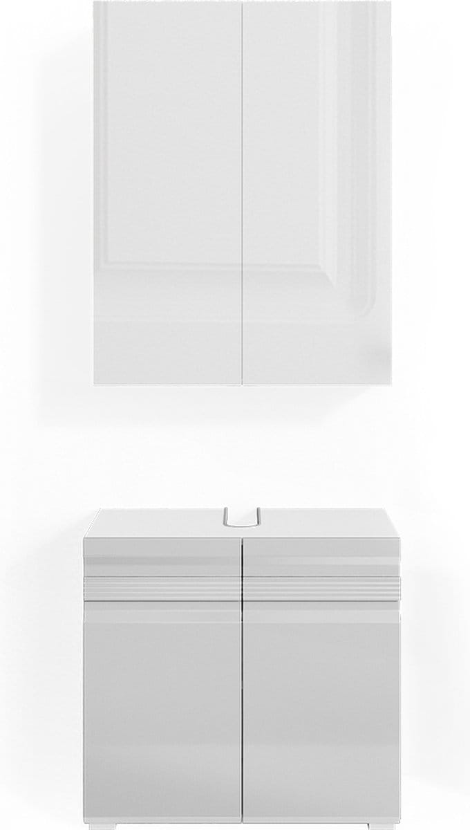 Vicco Badkamermeubel set Fredd, Wit Hoogglans, 2-delig