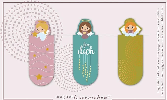 Magnetische boekenlegger - Kleine Engel - set van 3 - 2,1x5,5cm