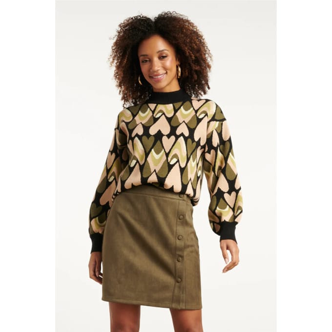 Smashed Lemon Gebreide haartjes knit top in zwart en army |