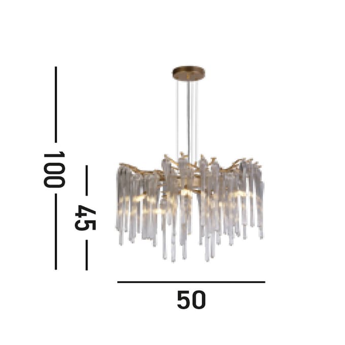 Searchlight Hanglamp Heritage, Ø 50 cm, goudkleurig/helder, glas
