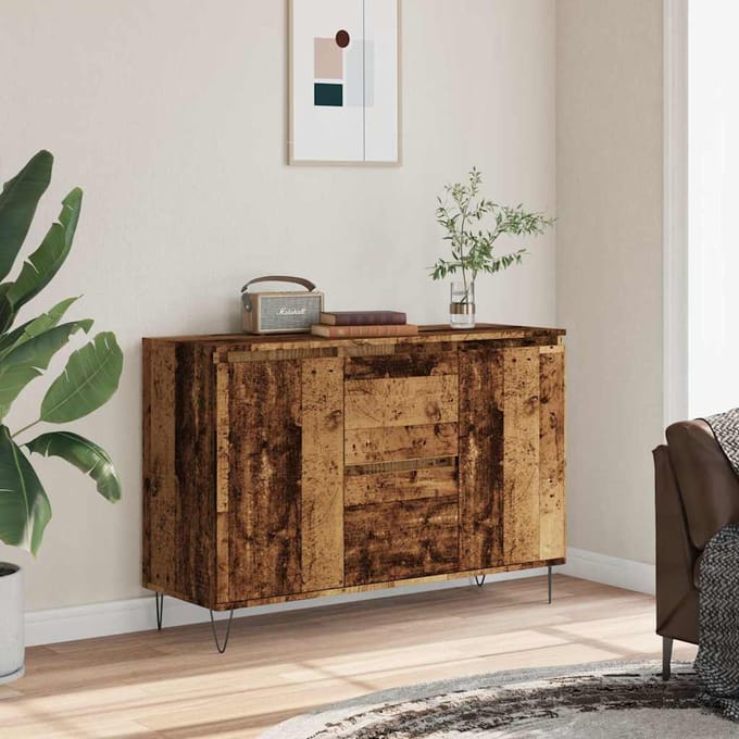 vidaXL Dressoir 101,5x35x70 cm bewerkt hout oud houtkleurig
