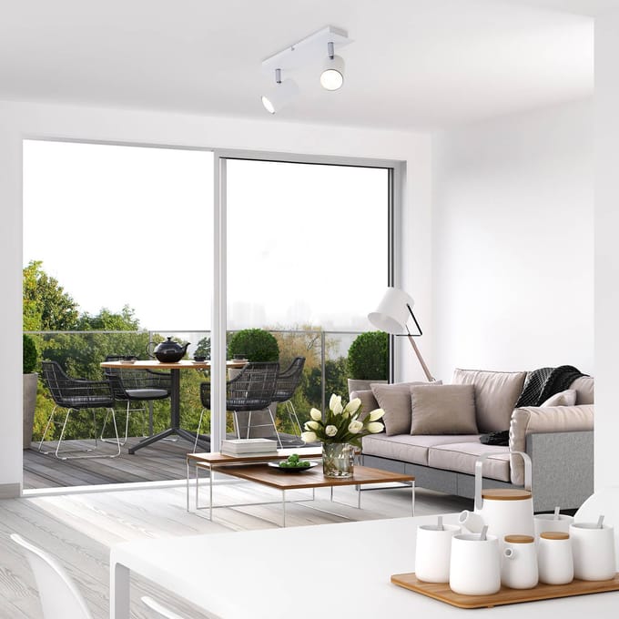 BRILONER RUN - Plafondspot - opbouwspots met 2-lichts - draaibaar - plafondlamp - GU10 - max. 40 Watt - wit