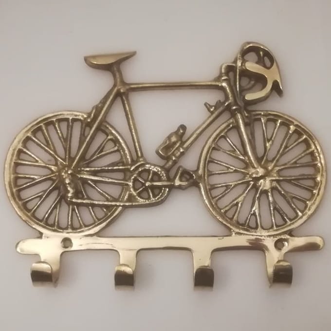 Maddeco - sleutelrekje racefiets - messing - 4 haken - 19 cm lang