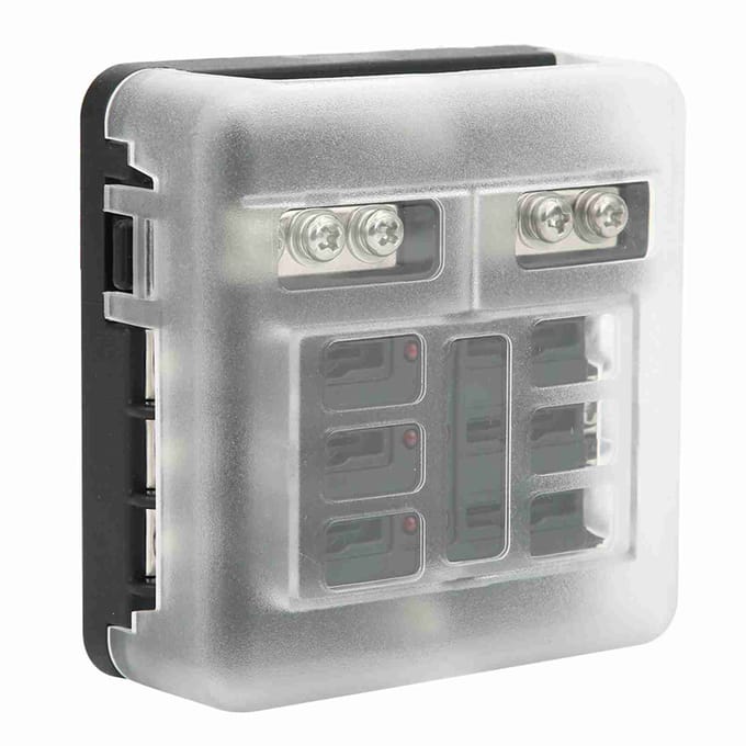 6-weg Zekeringkast Auto Boot Stroomverdeling Steekzekeringhouder Blok Paneel 12V?32V gray