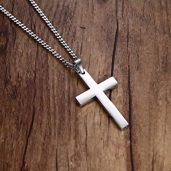 Ketting edelstaal met kruisje zilverkleur