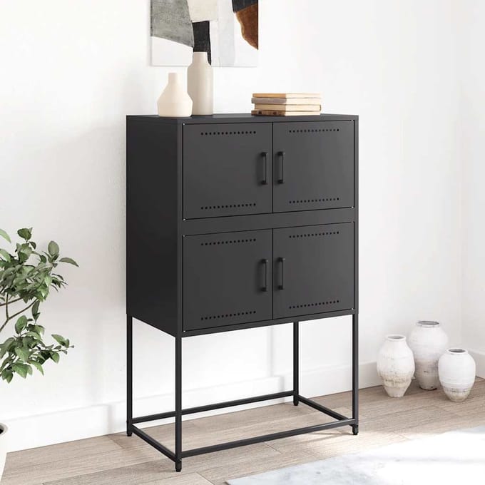 vidaXL - Dressoir - 68,5x38,5x107 - cm - staal - zwart
