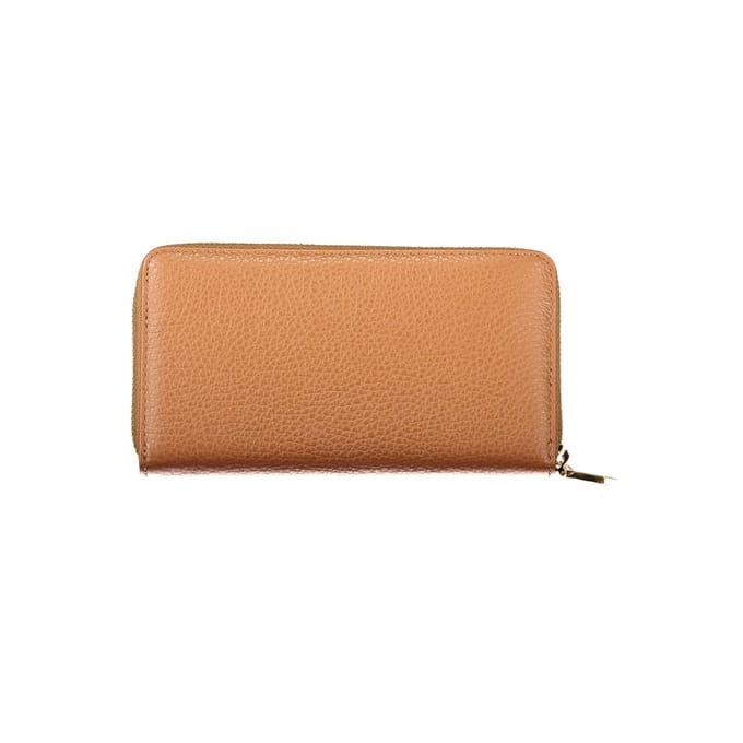 COCCINELLE Leren portemonnee Metallic Soft Wallet Grained Leather Cognac bruine