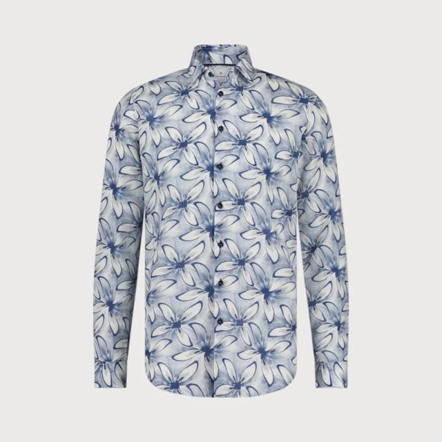 Blue Industry Print overhemd bloem |