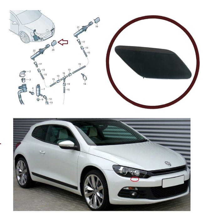 BSP1017-2 Koplamp Sproeier Afdekkap Rechts 1K8807938 voor VW Scirocco 2015-2017